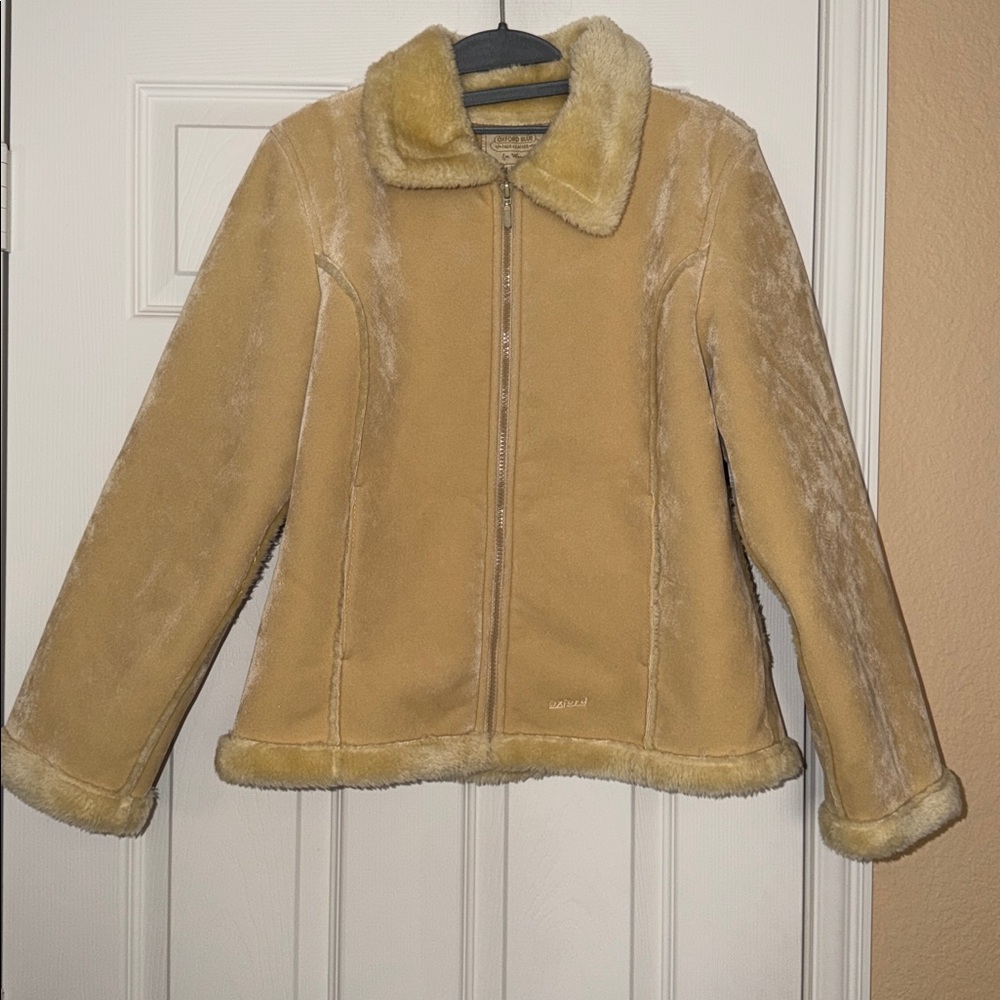 Oxford Blue Faux Shearling Suede Jacket